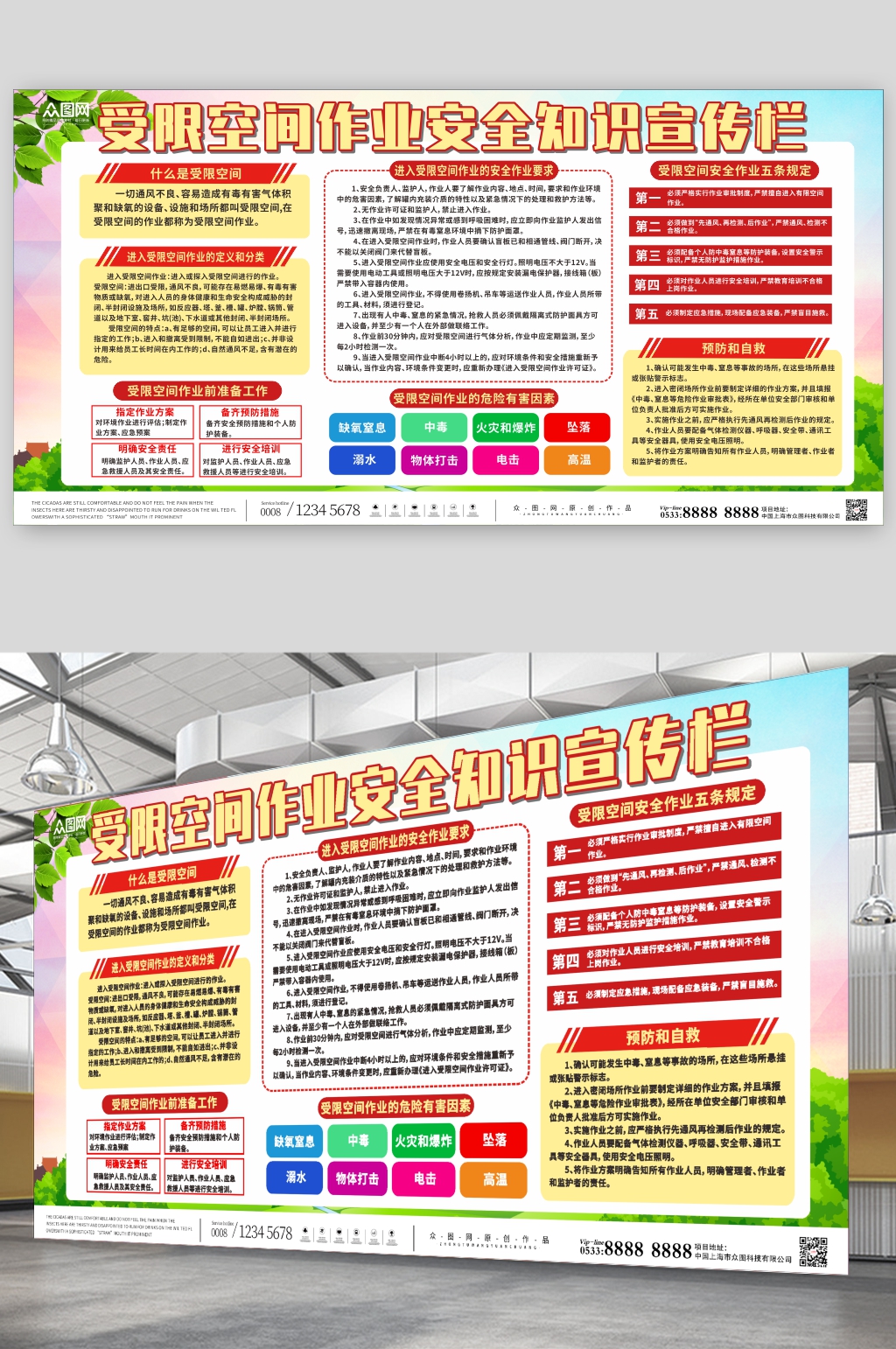 科普受限空間作業(yè)安全知識展板素材