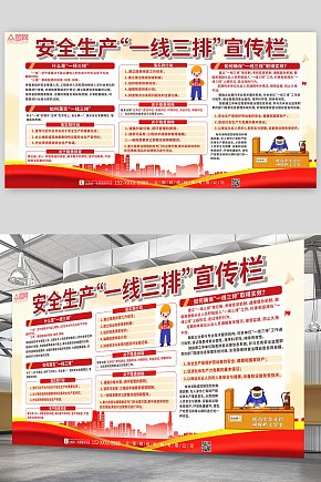 一线三排安全生产知识展板素材下载-众图网