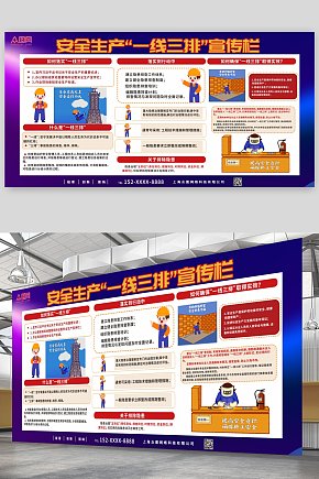 普及一线三排安全生产展板素材下载-众图网