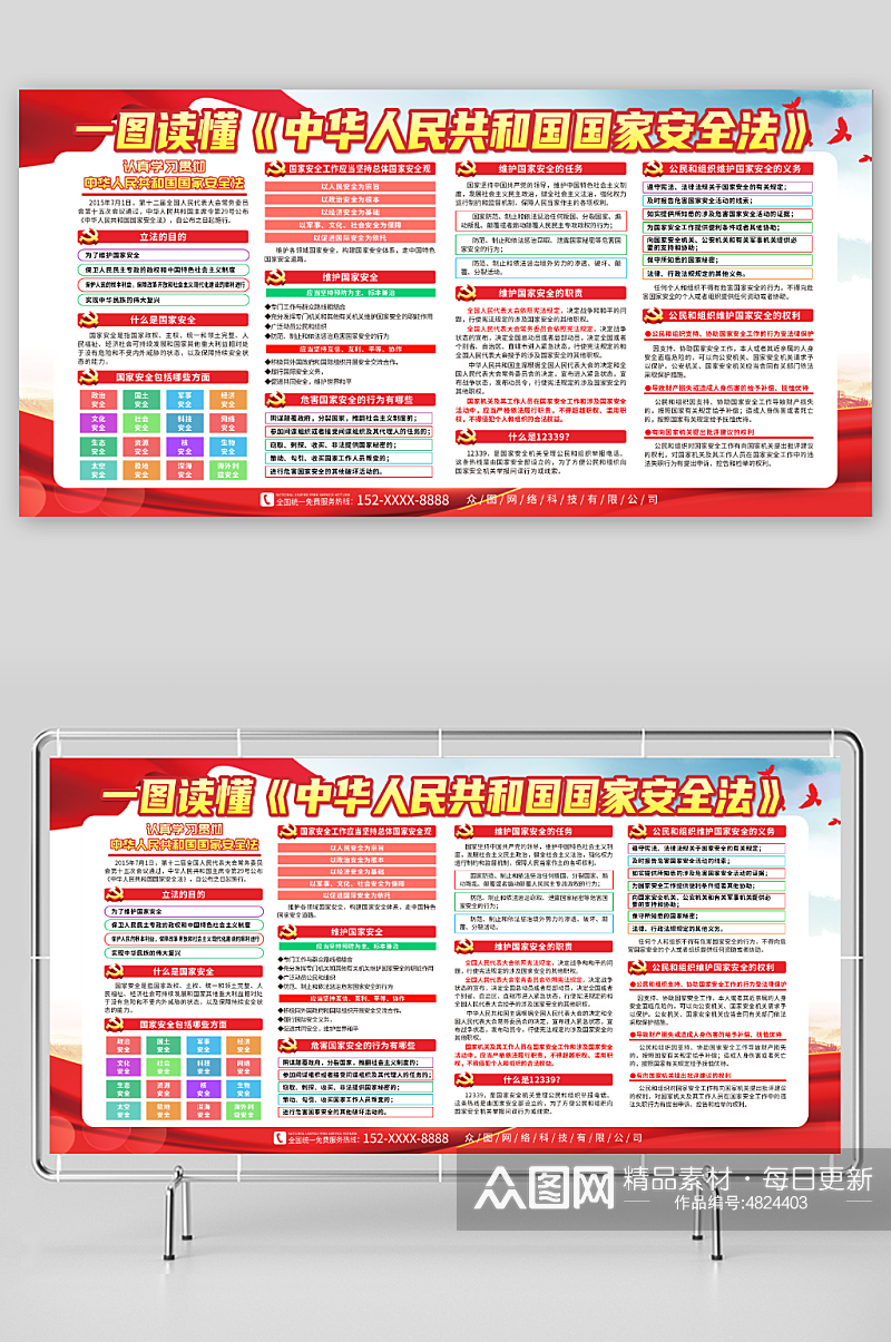 一图读懂中华人民共和国国家安全法宣传展板素材