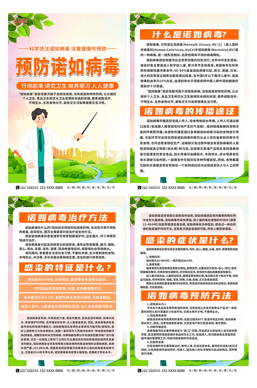 诺如病毒感染防治医疗知识系列海报素材
