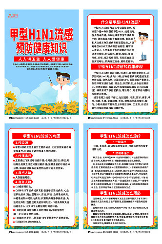 大气甲型H1N1流感防治知识医疗系列海报