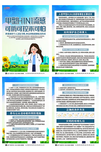 科普甲型H1N1流感防治知识医疗系列海报