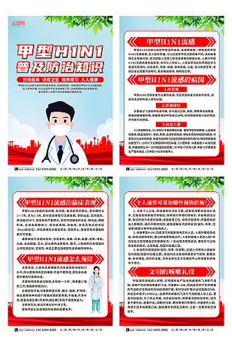 普及甲型H1N1流感防治知识医疗系列海报