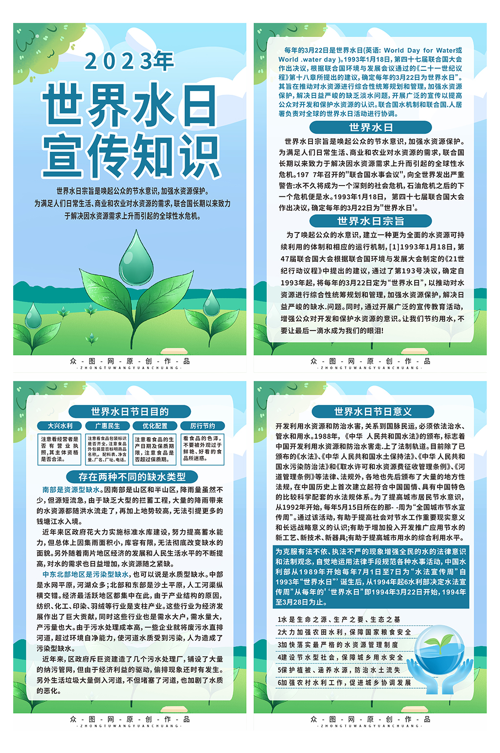 创意世界水日知识系列海报素材
