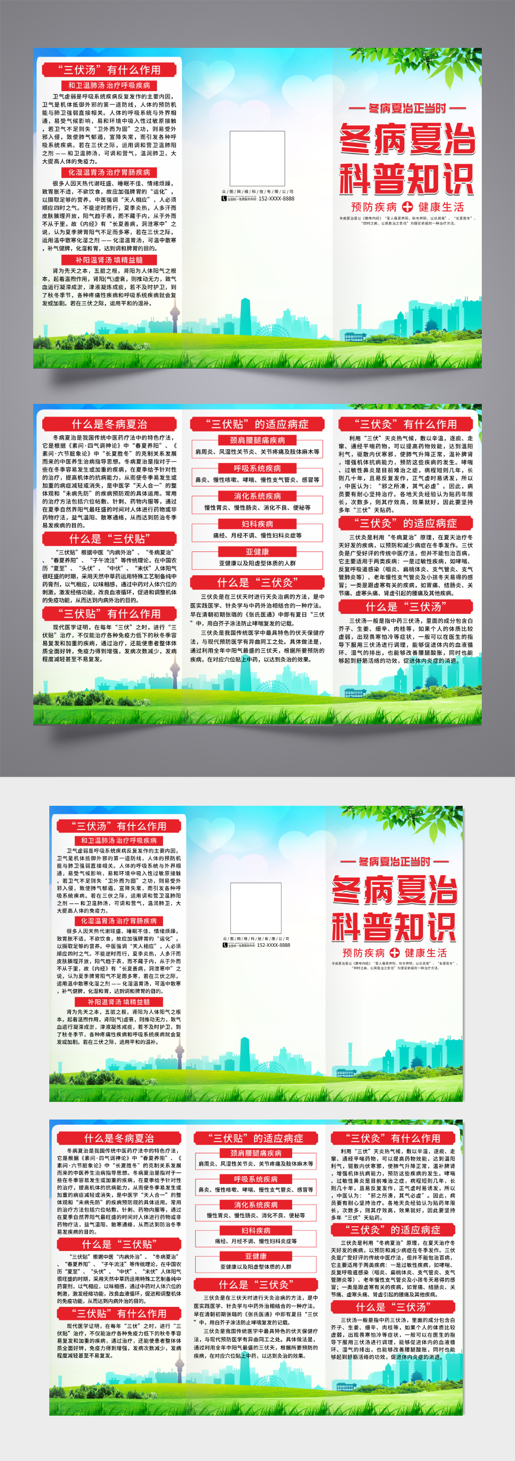 简约夏季冬病夏治宣传三折页素材