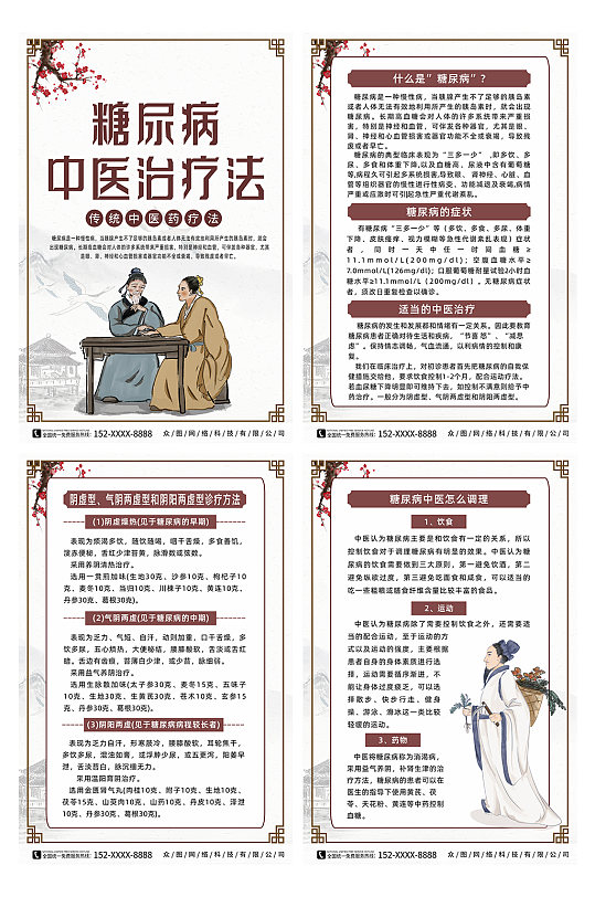 中国风糖尿病中医疗法系列海报