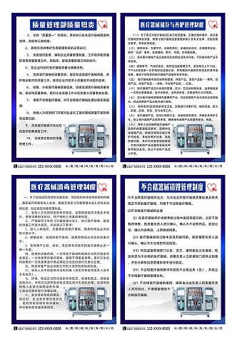 蓝色简约医疗器械管理制度牌海报