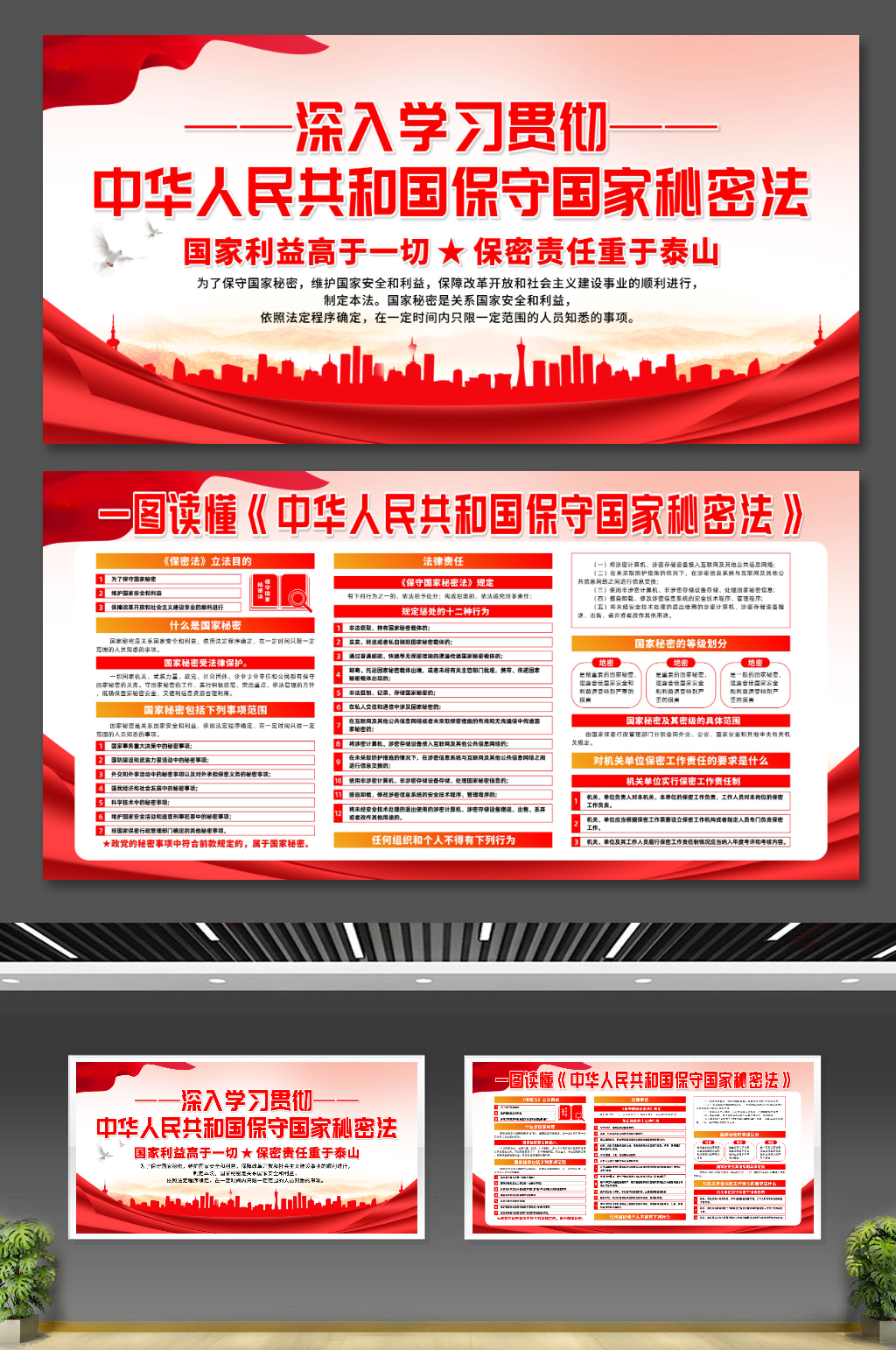 中华人民共和国保守国家秘密法党建展板素材