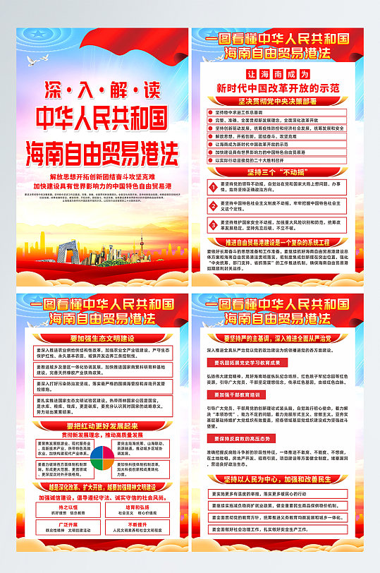 海南自由贸易港法知识党建宣传系列海报