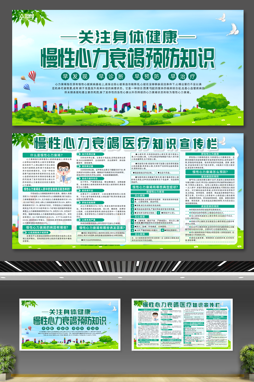 大气慢性心力衰竭医疗知识展板素材