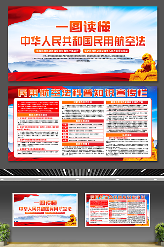 简约中华人民共和国民用航空法党建宣传展板