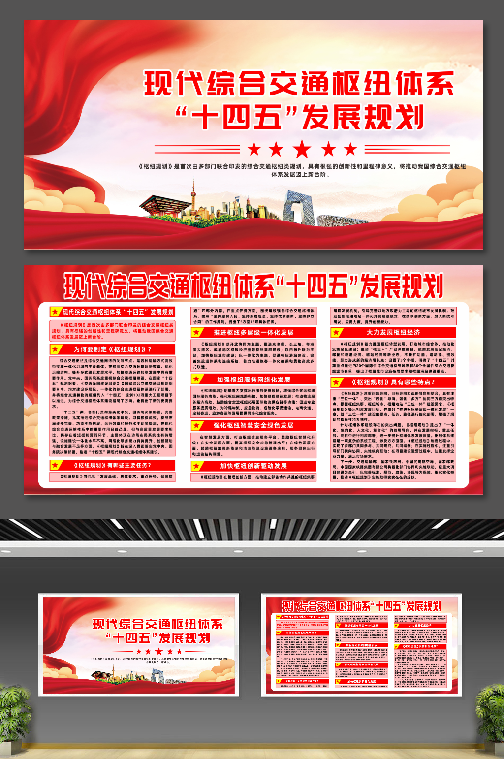 现代综合交通枢纽体系十四五发展规划展板素材