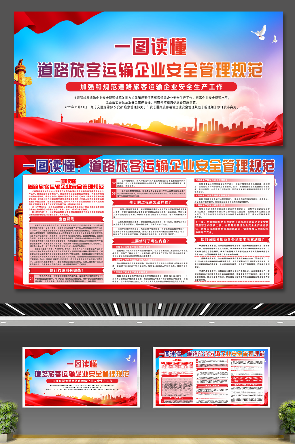 道路旅客运输企业安全管理规范党建展板素材