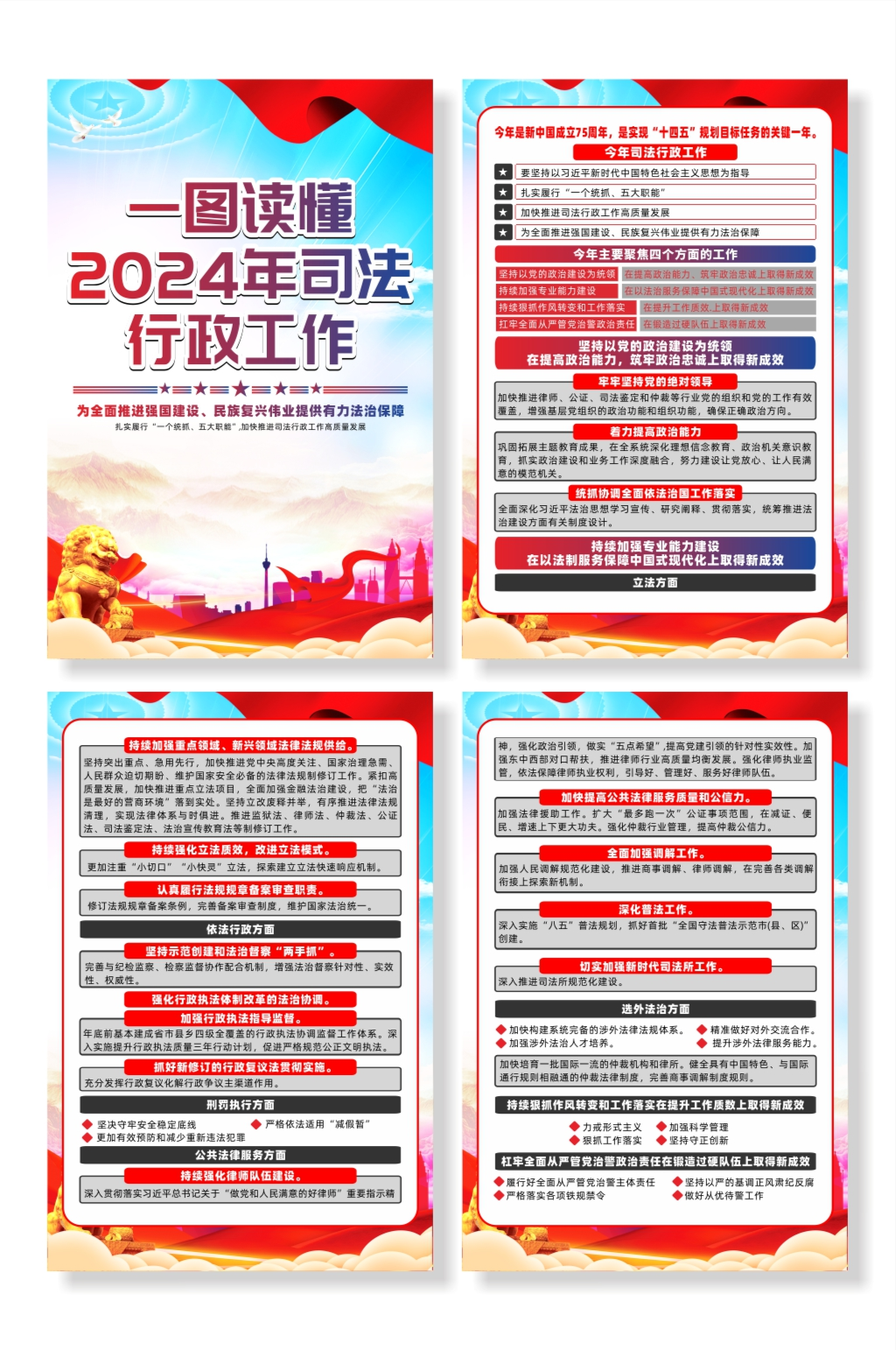 2024年司法行政工作任务党建系列海报素材