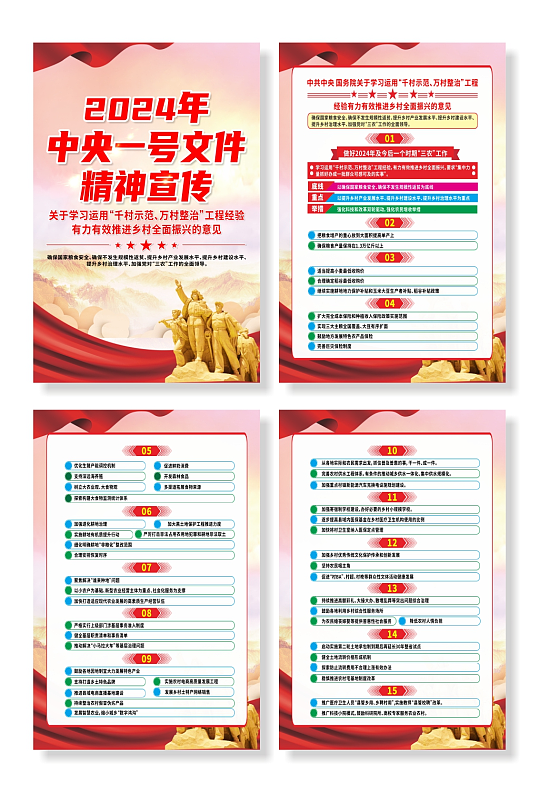 2024年中央一号文件精神党建展板素材下载-众图网