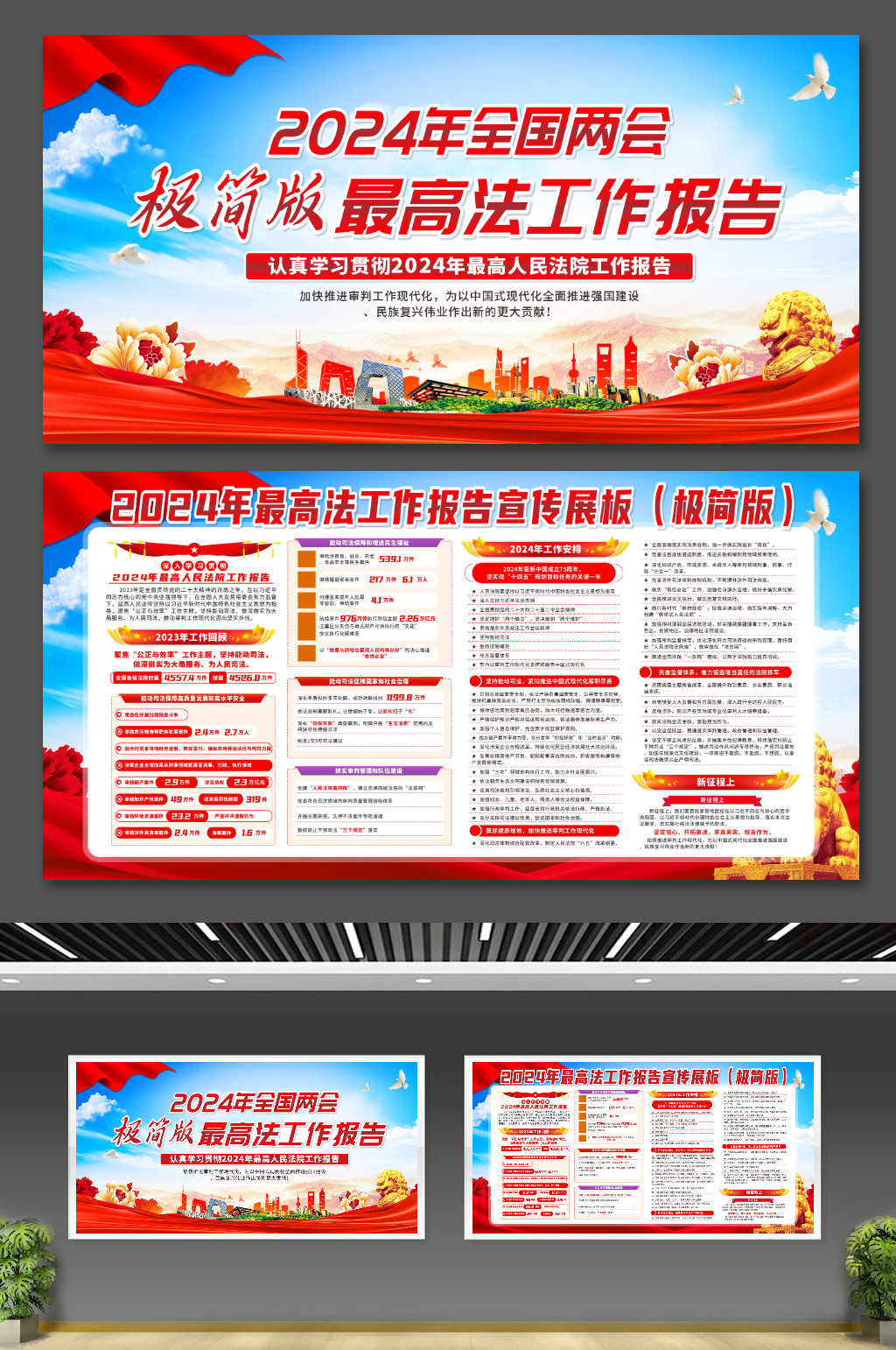 2024年最高人民法院工作报告党建展板素材