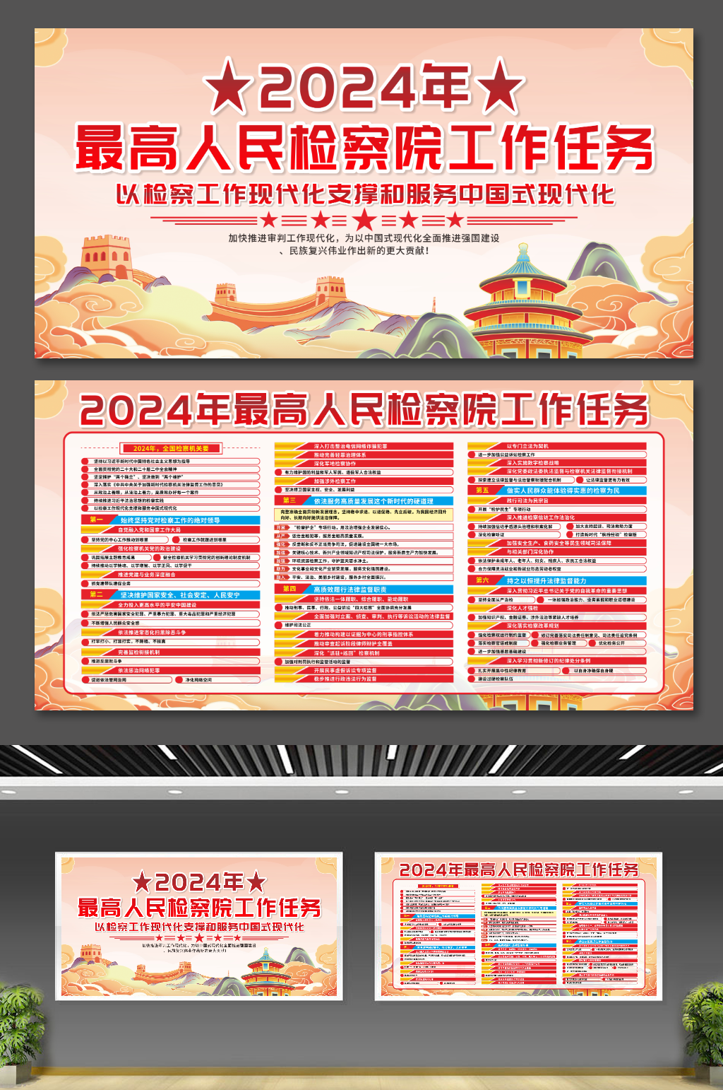 2024年最高人民检察院工作任务党建展板素材