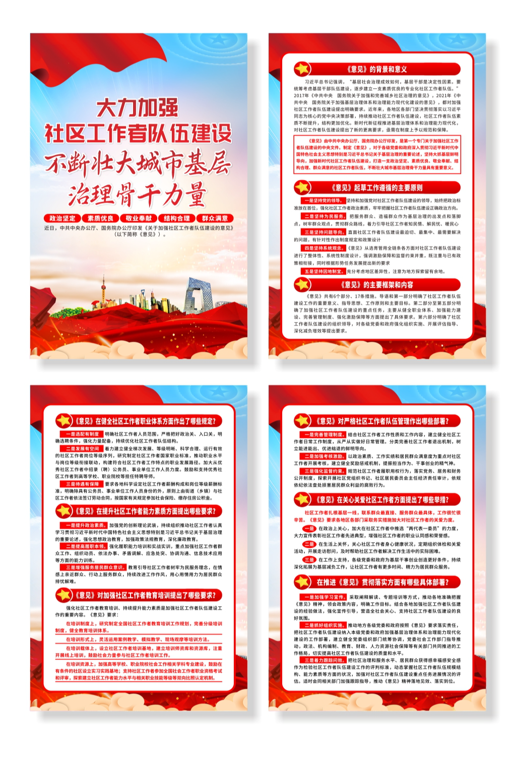 大力加强社区工作者队伍建设系列党建海报素材