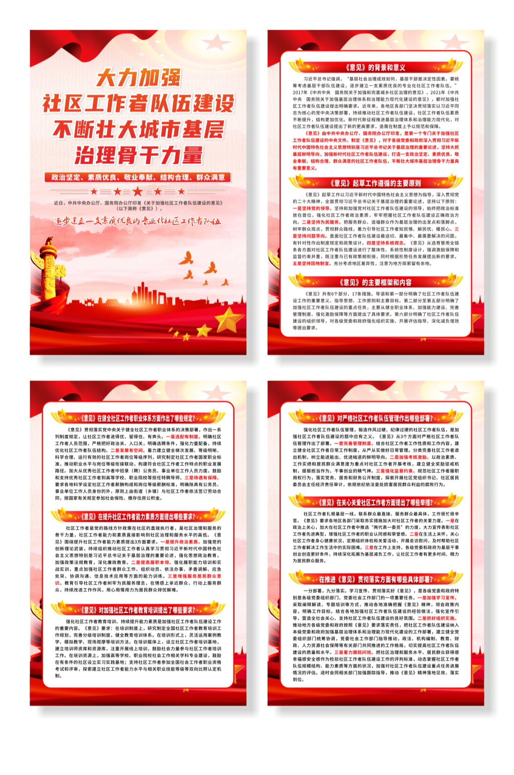 大力加强社区工作者队伍建设系列党建海报素材