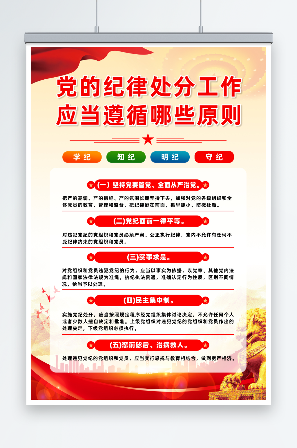 党的纪律处分工作遵循原则党纪学习海报素材