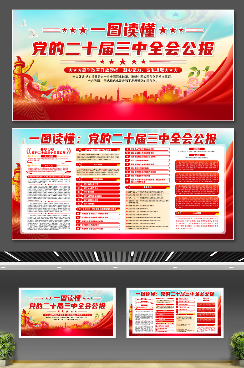 一图读懂党的二十届三中全会公报展板素材