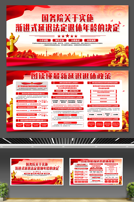 一图读懂我国延迟退休政策党建展板