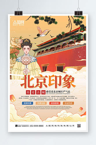 手绘北京印象城市旅游海报
