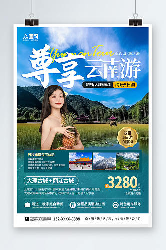 大气国内云南丽江大理旅游旅行社宣传海报