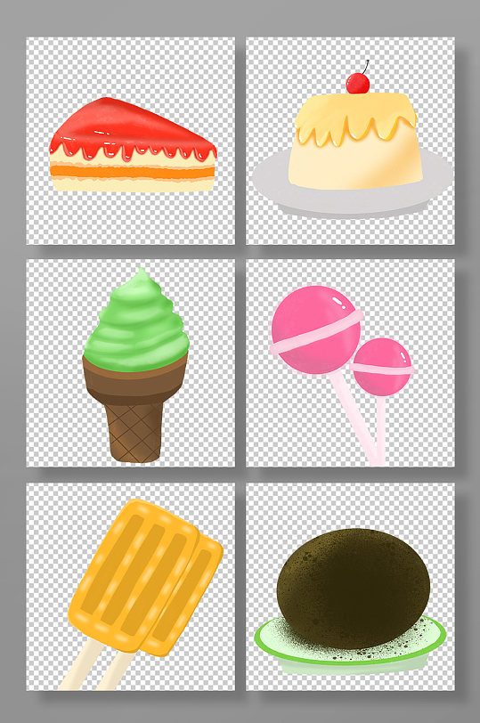 芒果冰淇淋棒冰棒棒糖甜食零食元素插画