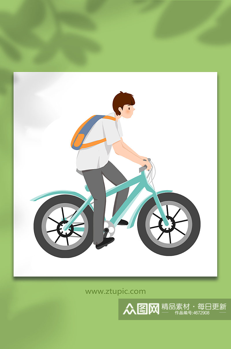 单车骑行交通工具人物插画素材