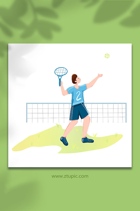 打网球卡通人物扁平化体育运动人物插画