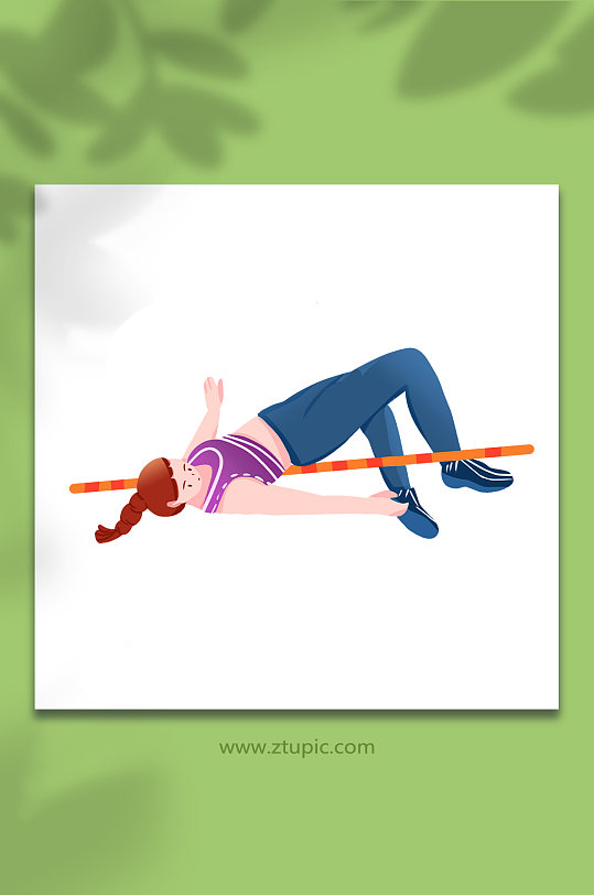 运动员跳高扁平化体育运动人物插画-众图网