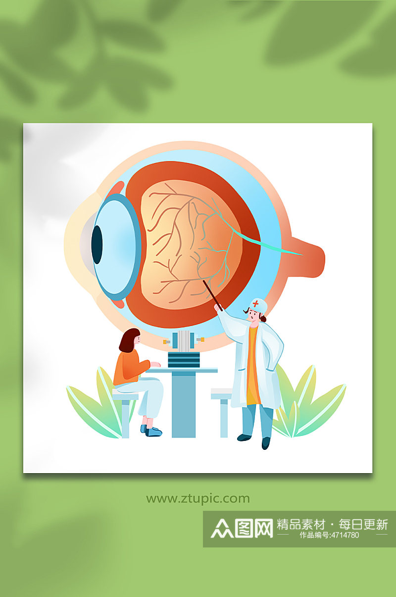 眼科疾病视力恢复眼睛医疗科室场景人物插画素材