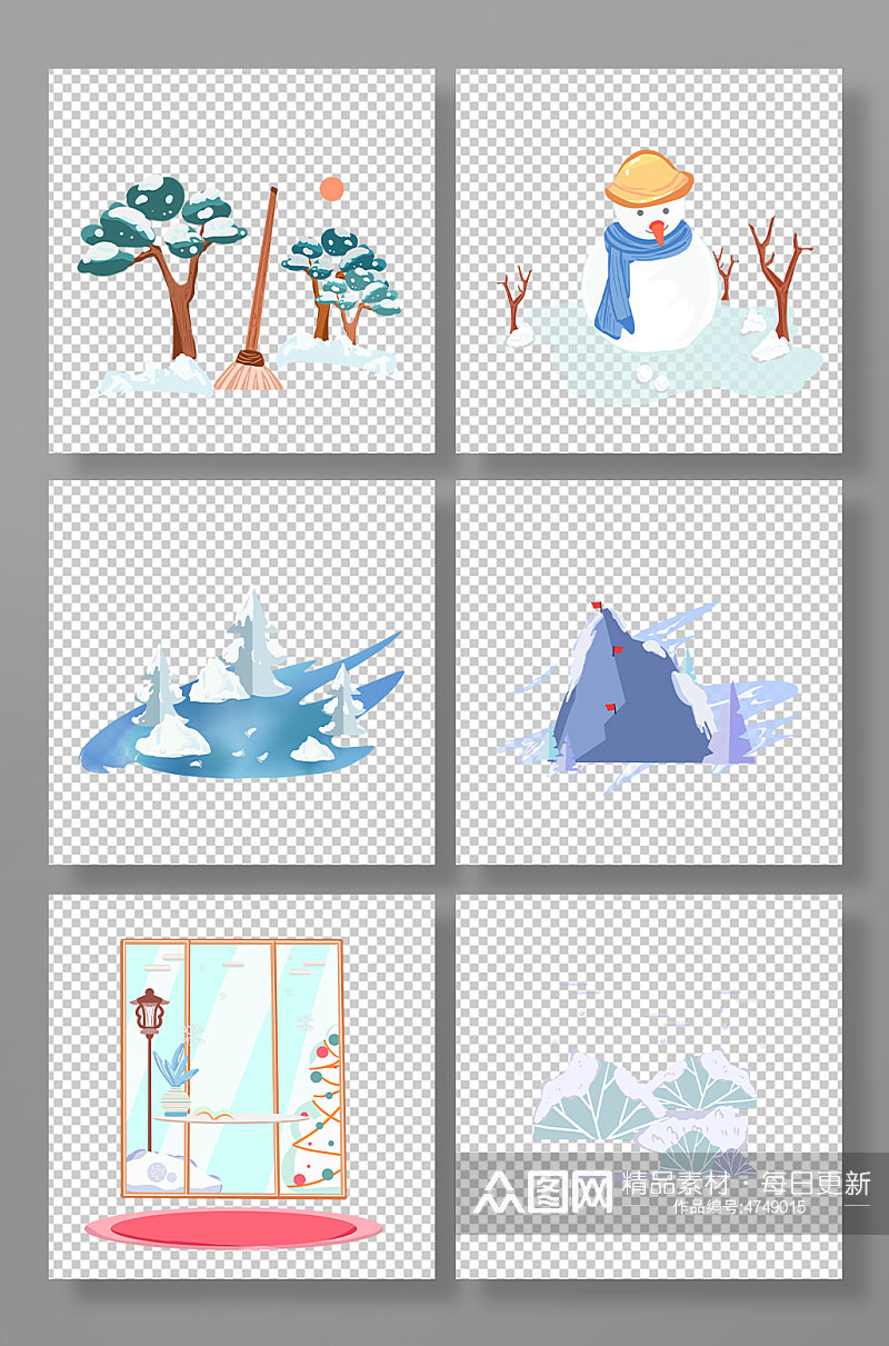冬季雪景插画背景图素材