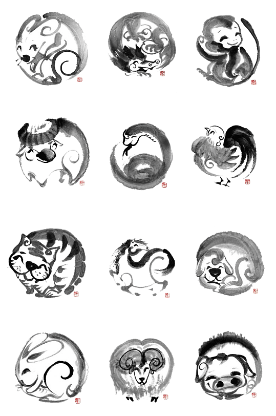 水墨生肖海报图片-水墨生肖海报设计素材-水墨生肖海报模板下载