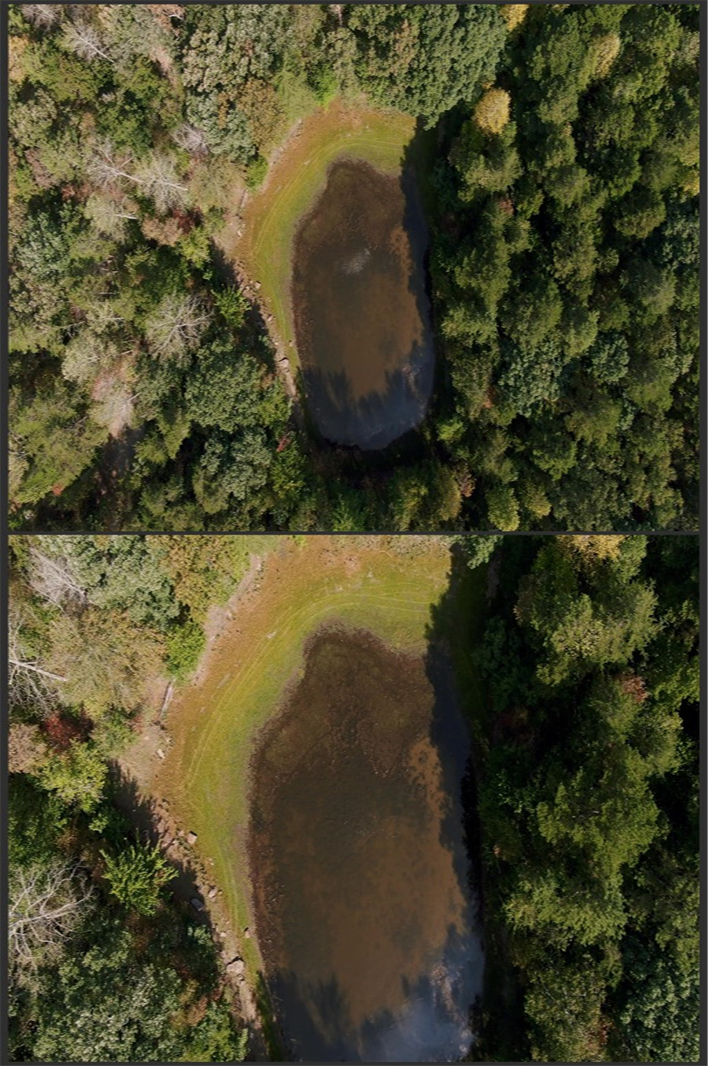 航拍高空湖泊景色素材