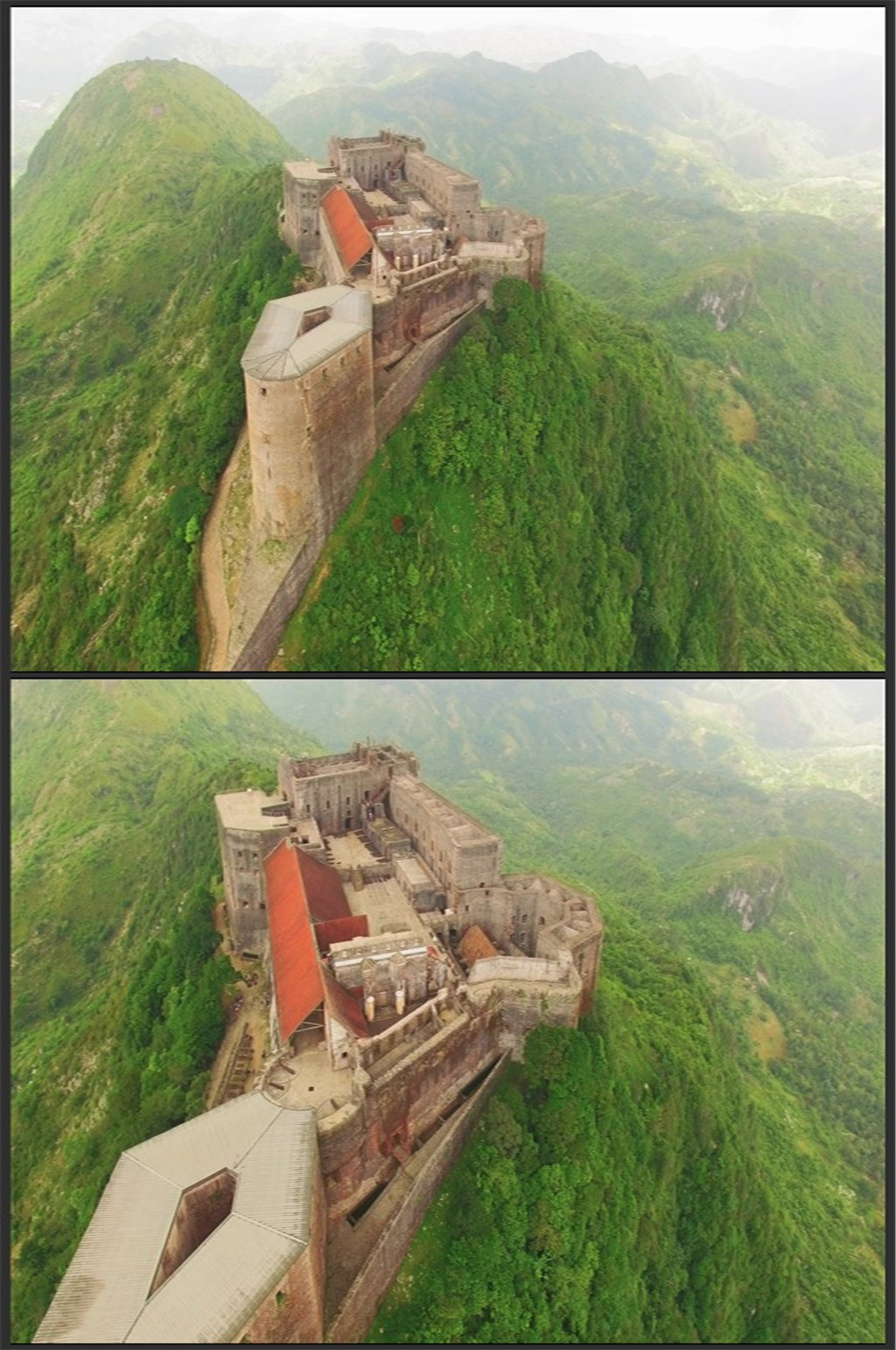 高清航拍山顶古城素材