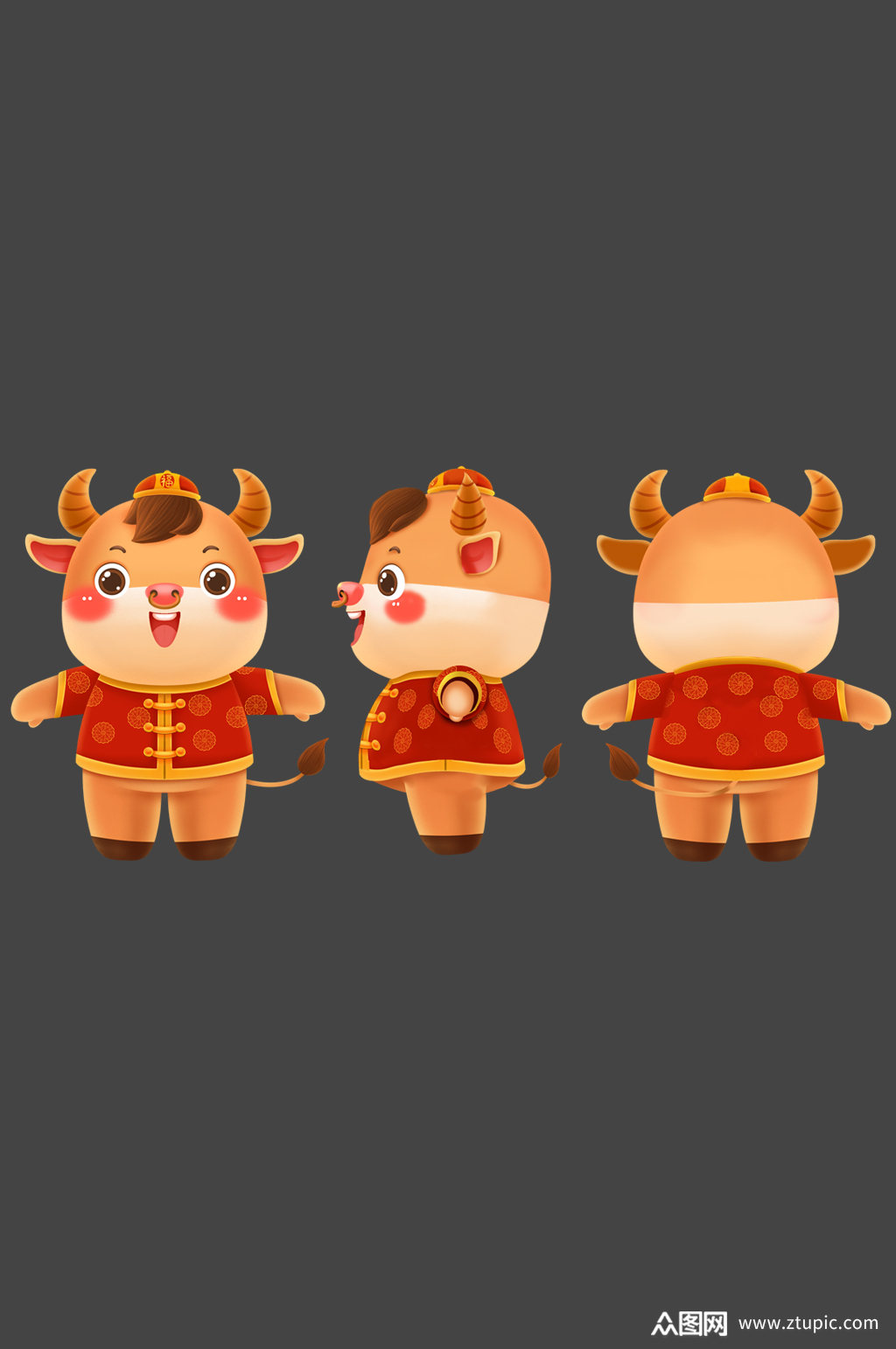 中国春节小牛乐乐三视图