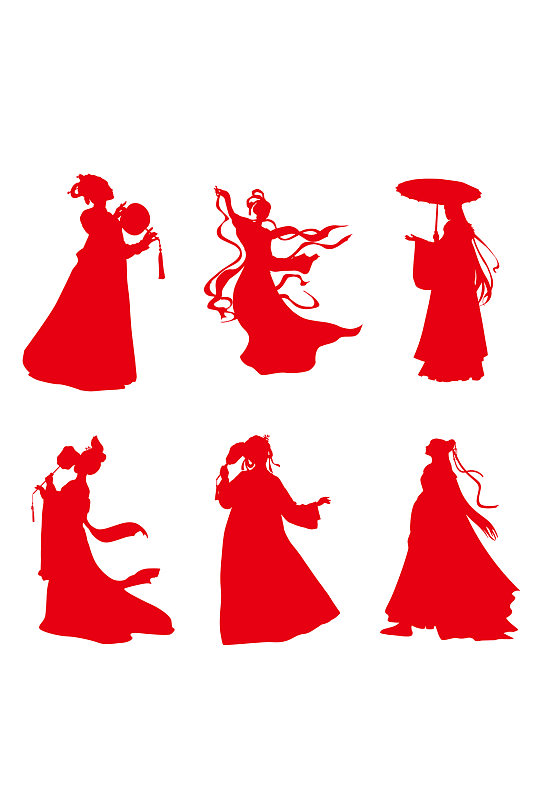 古风美女黑白剪影