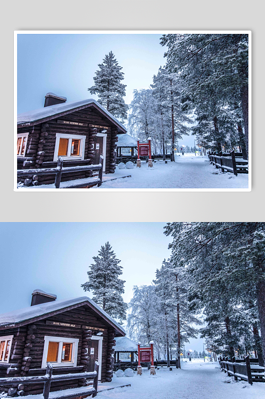 冬日建筑房屋村庄雪景图片