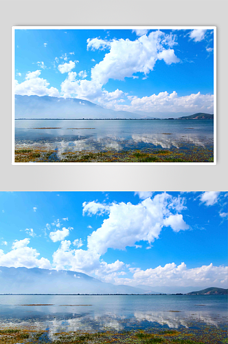 苍山洱海碧水蓝天白云之镜界图片