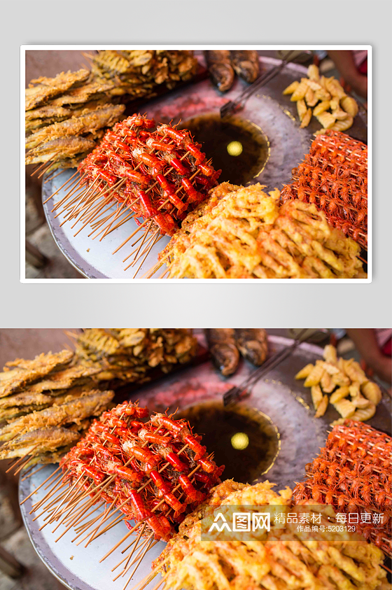 大理油炸虾美食图片素材