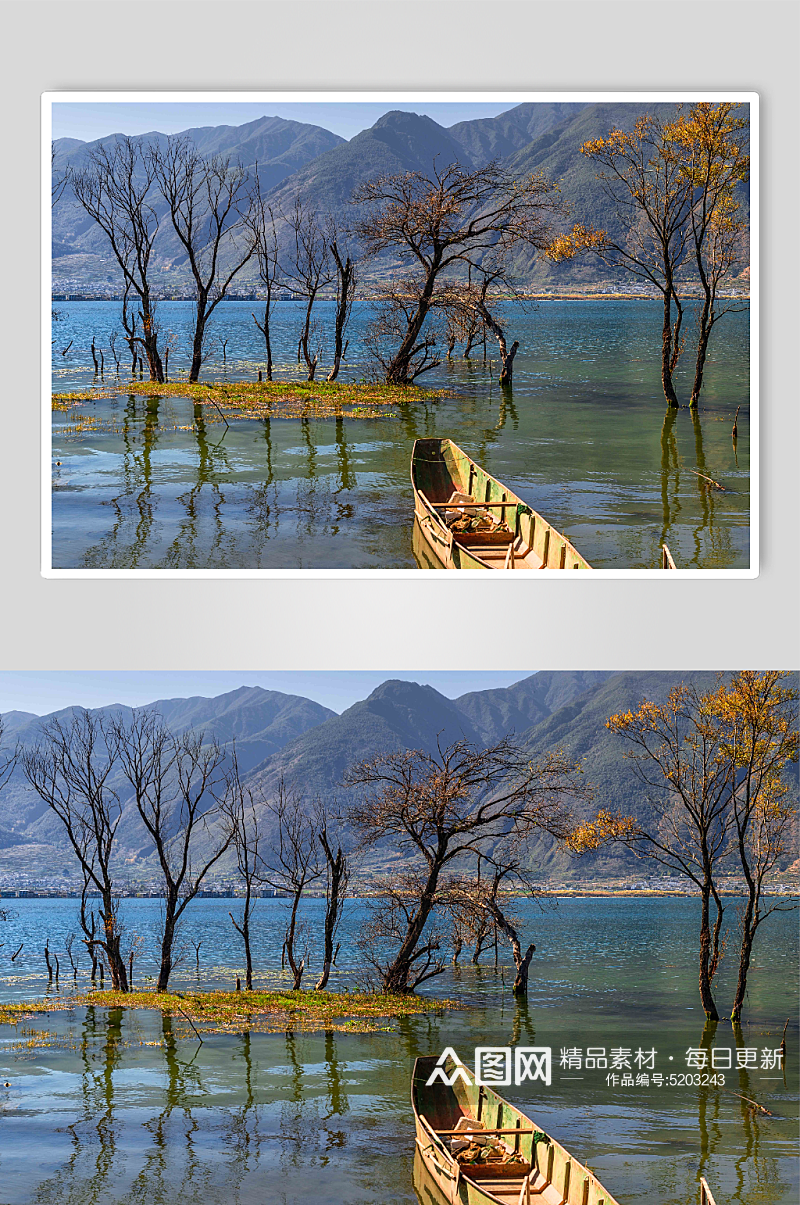 阳光洱海风景图片素材