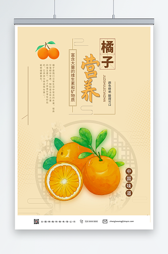 简约橘子桔子水果海报