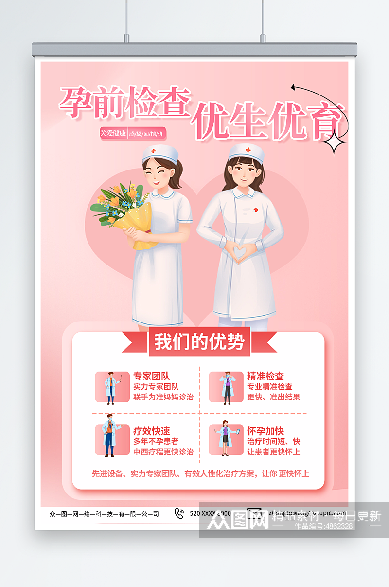 创意女性健康备孕婚检医疗海报素材
