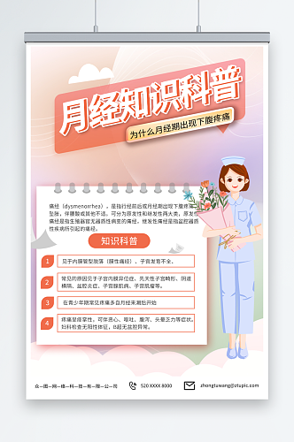 创意女性生理期痛经月经不调知识科普海报