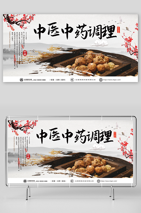 简约中药调理中医养生宣传展板