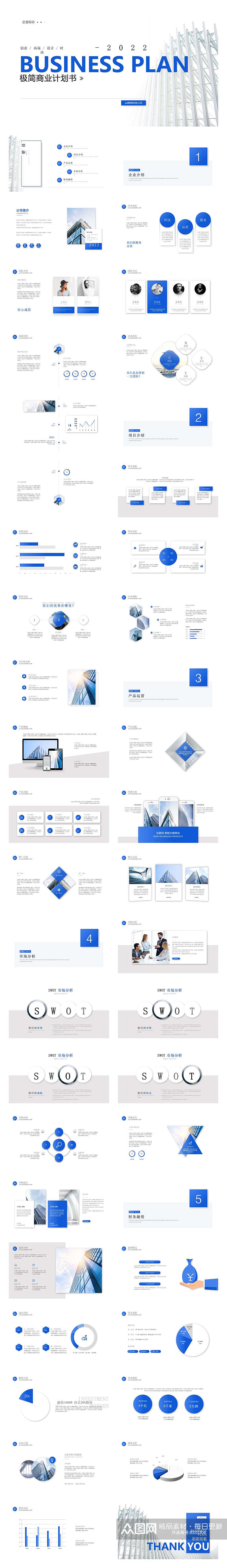 蓝色简约商务商业计划书公司介绍宣传PPT素材