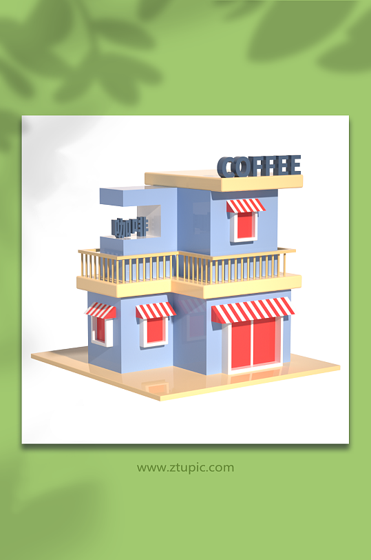 咖啡店建筑场景c4d模型